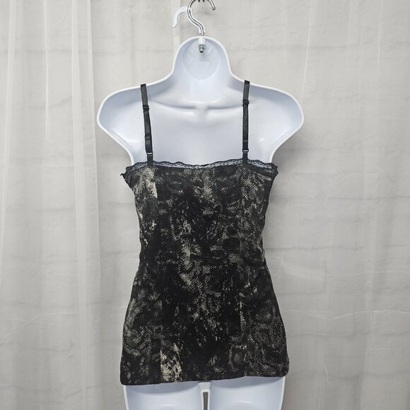 Y2K Babydoll Tank Black Snakeskin Mesh Lace Goth Fairy Whimsigoth M - Picture 5 of 10